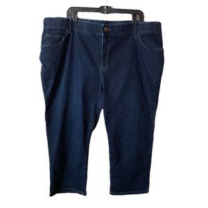 Lee Women's Regular Fit Mid Rise Stretch Denim Ankle Capris Blue Size 24W